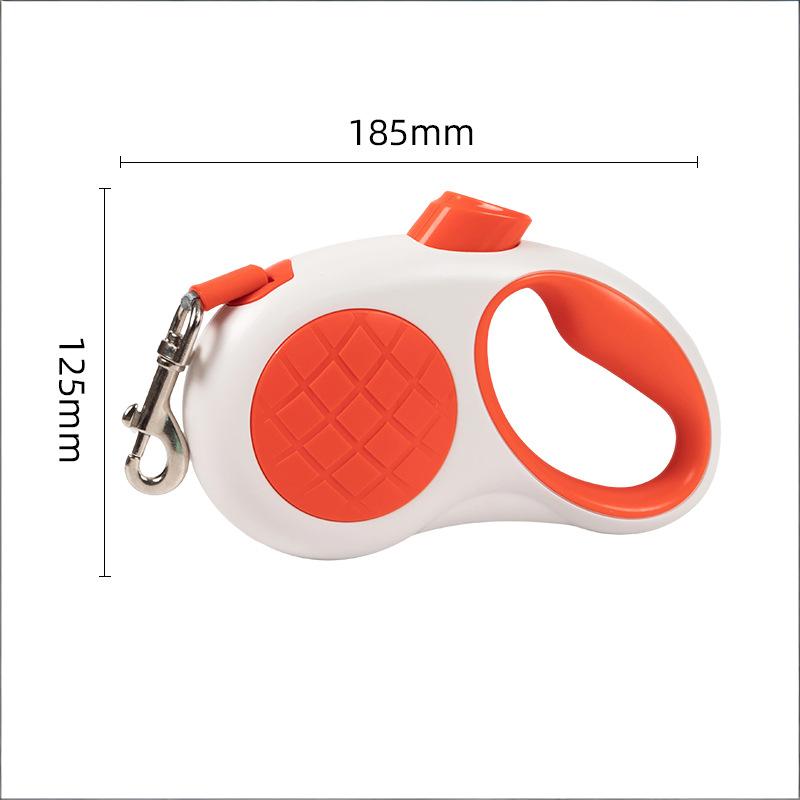 Heavy-Duty Retractable Dog Lead – White / Orange