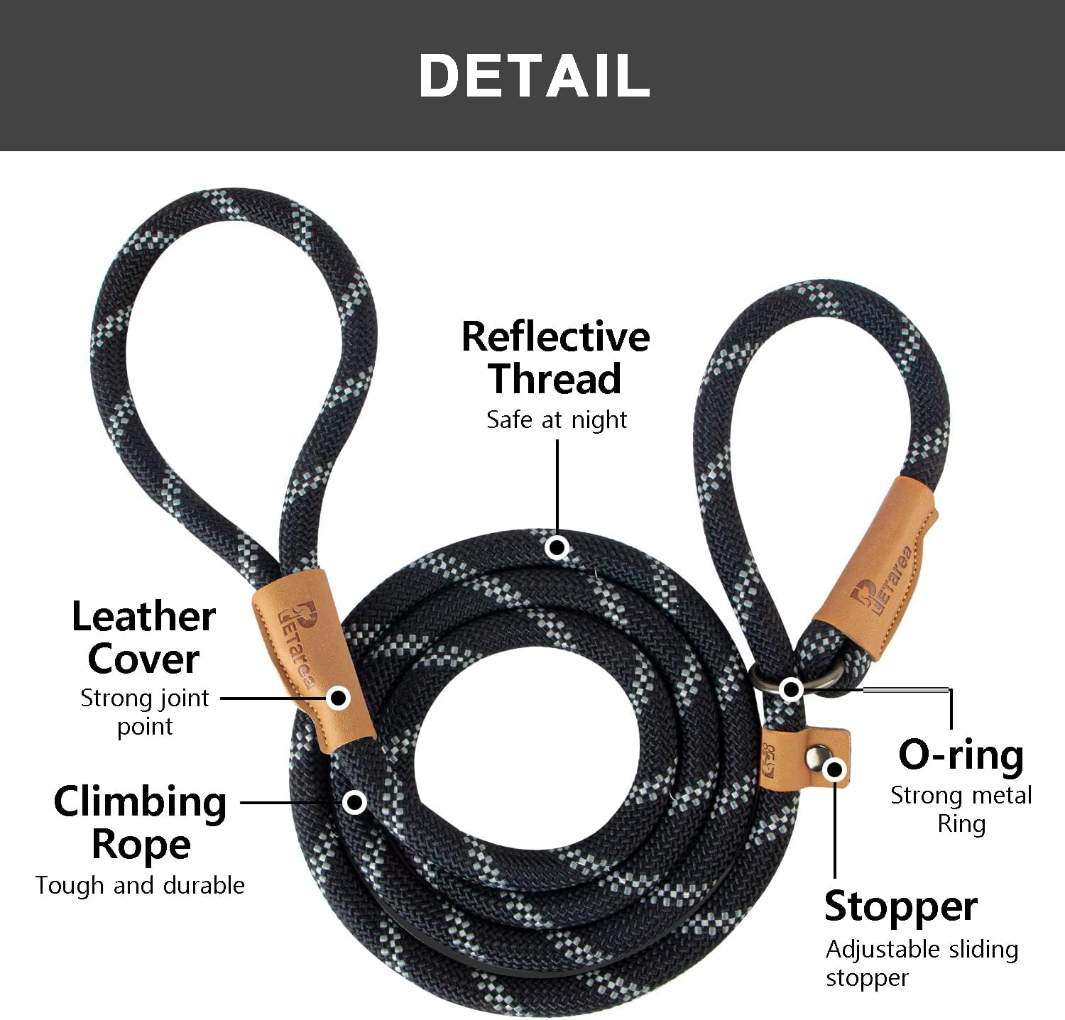 Slip Lead Dog Leash – Black