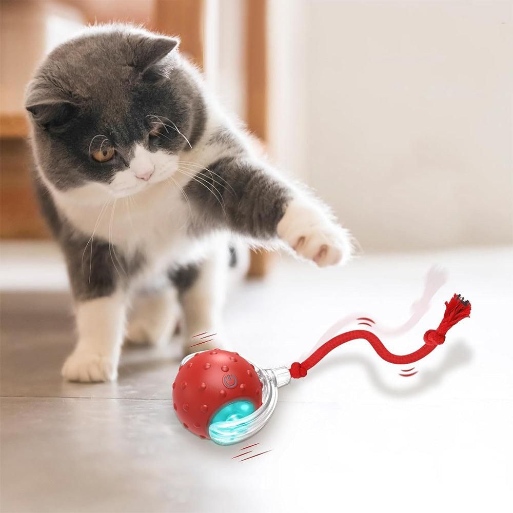 Motion-Activated Cat Toy Ball – Red