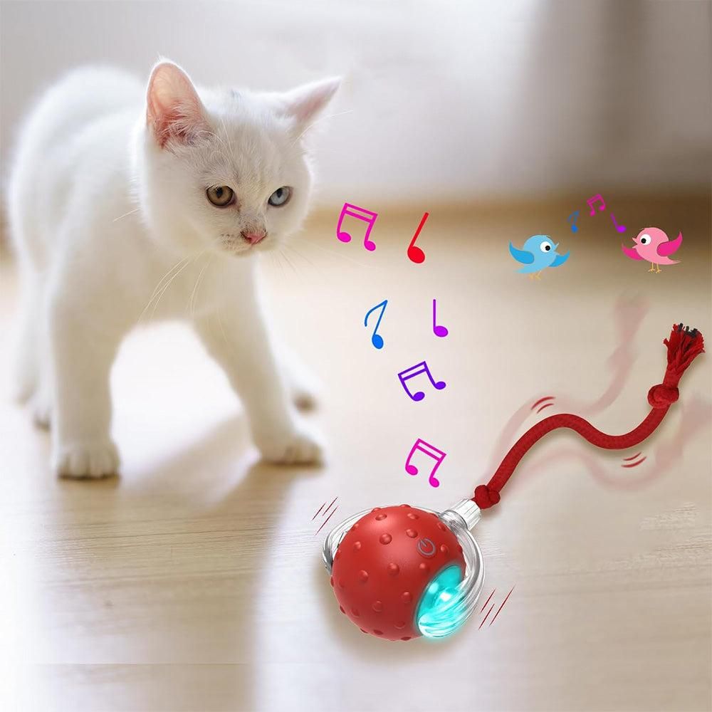 Motion-Activated Cat Toy Ball – Red