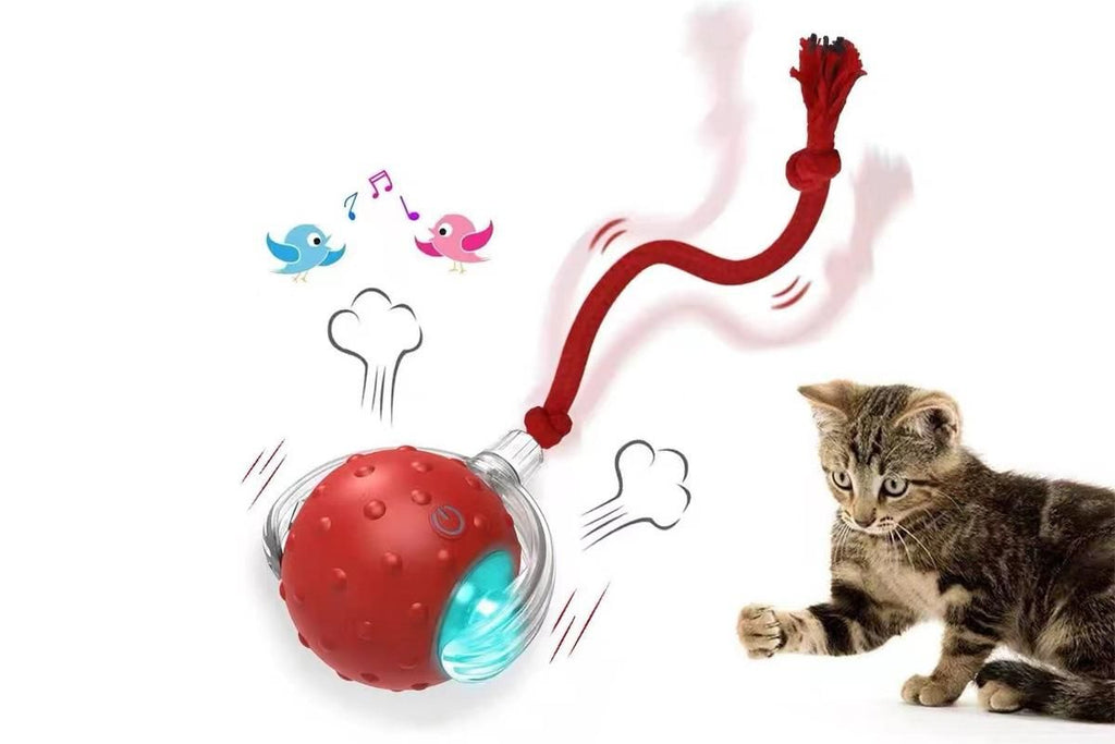 Motion-Activated Cat Toy Ball – Red