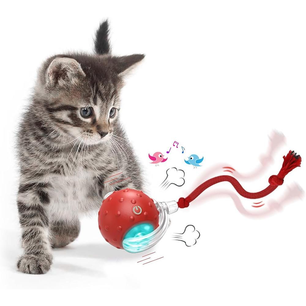 Motion-Activated Cat Toy Ball – Red