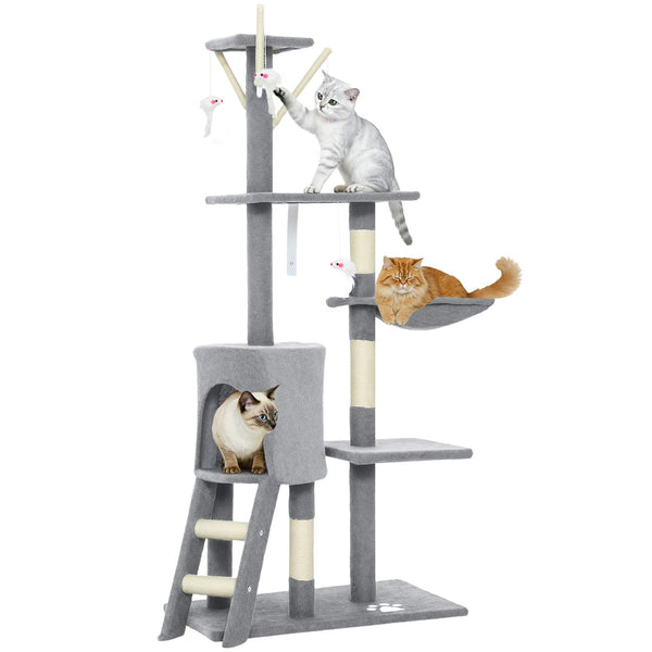 Cat Tree with Hammock 134cm – Light Grey