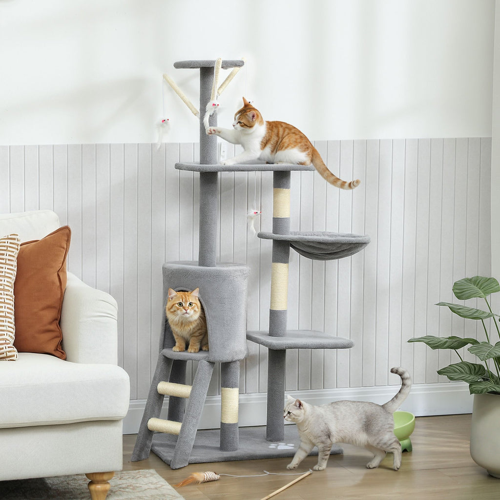 Cat Tree with Hammock 134cm – Light Grey