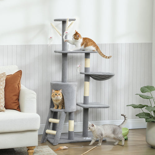 Cat Tree with Hammock 134cm – Light Grey