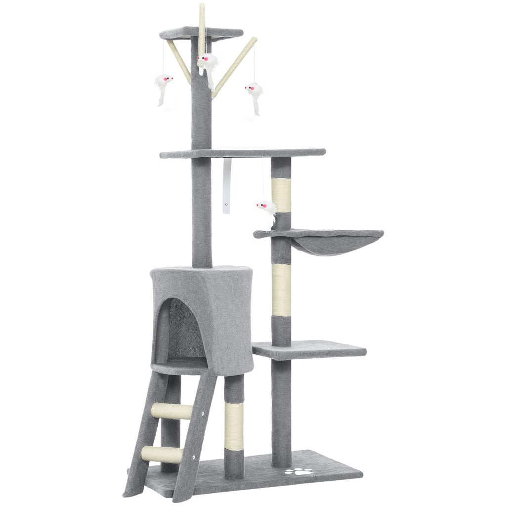 Cat Tree with Hammock 134cm – Light Grey