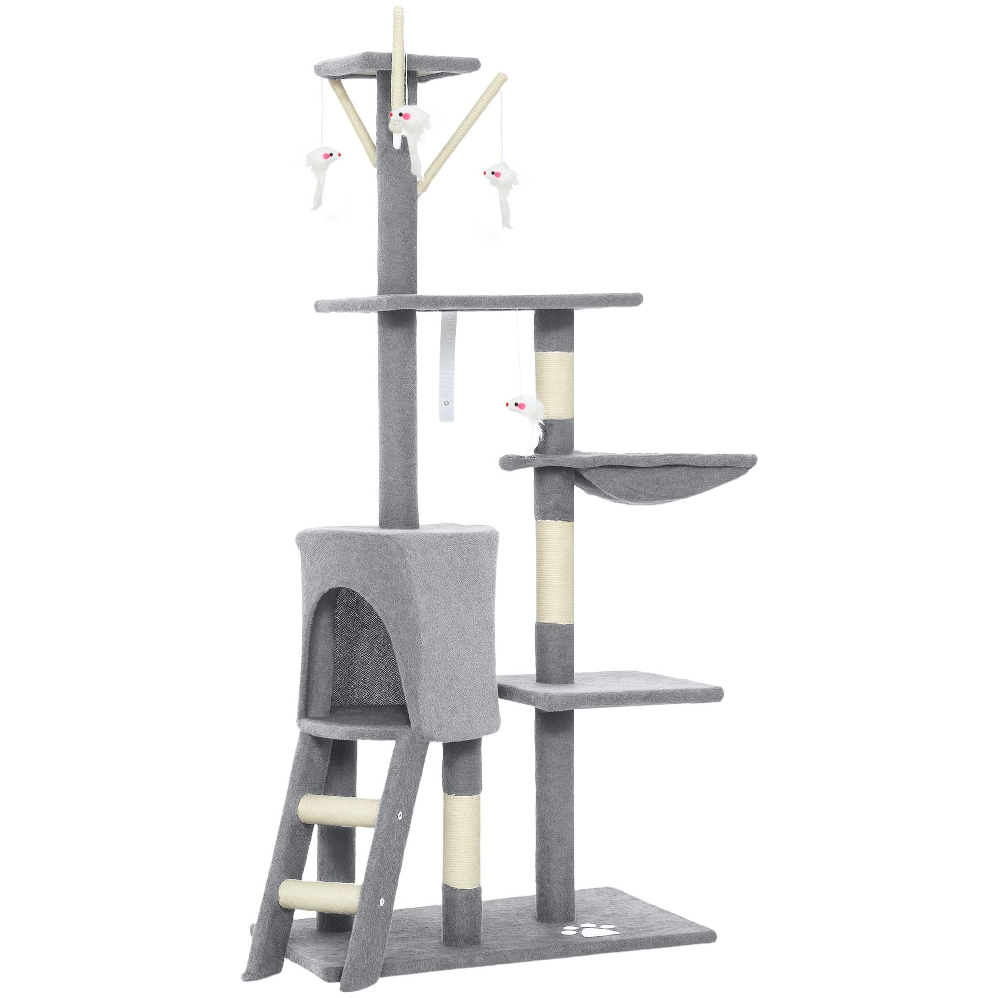 Cat Tree with Hammock 134cm – Light Grey