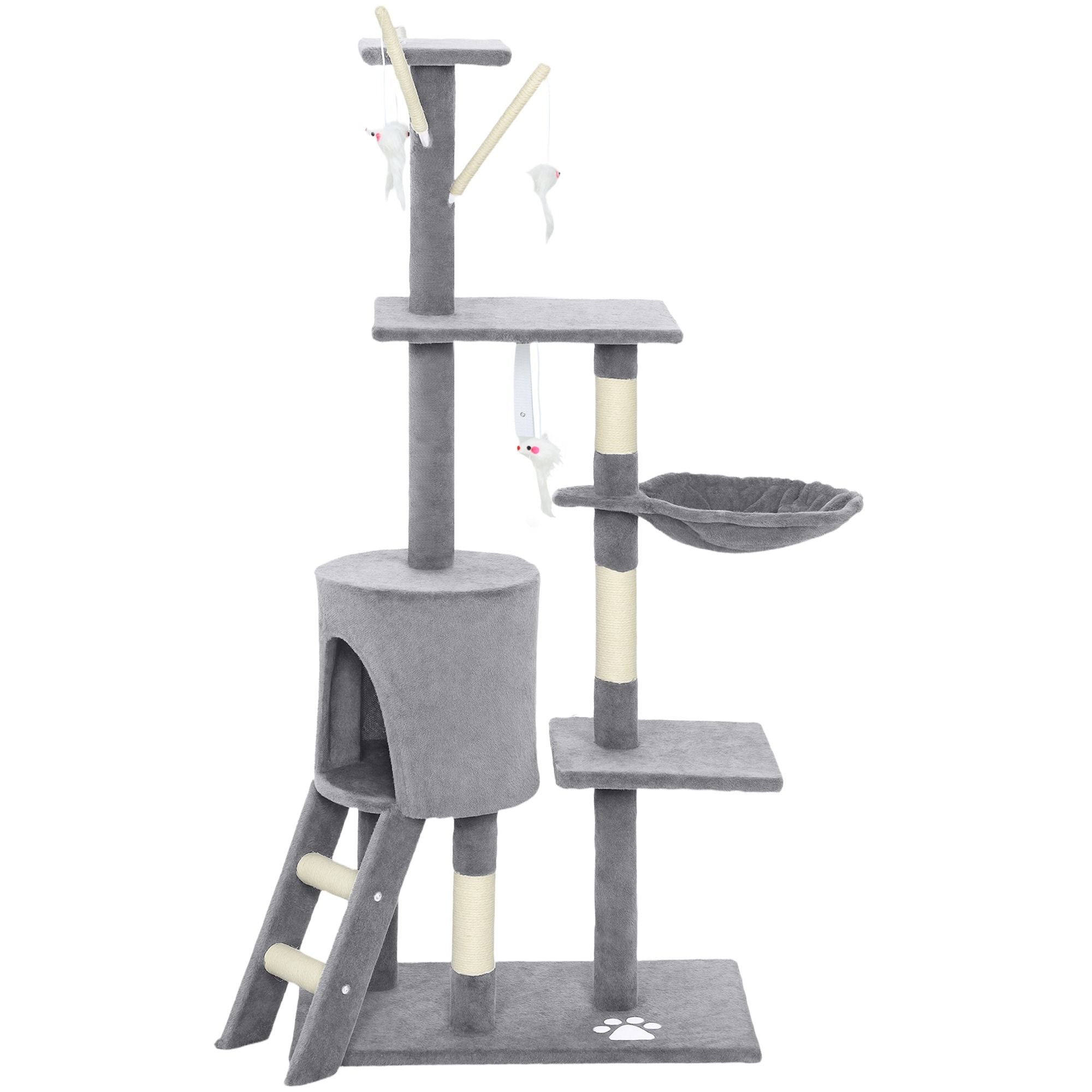 Cat Tree with Hammock 134cm – Light Grey