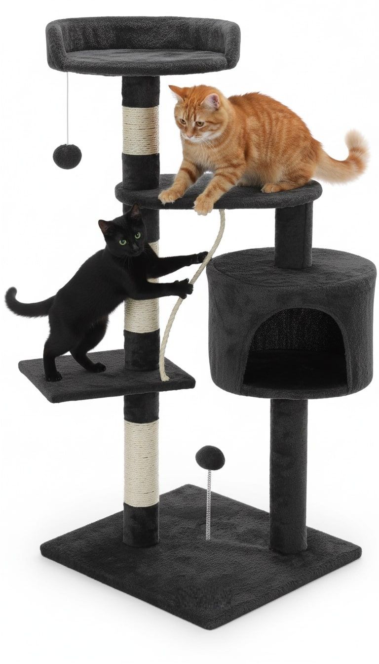 Multi-Level Cat Tree 140cm – Dark Grey