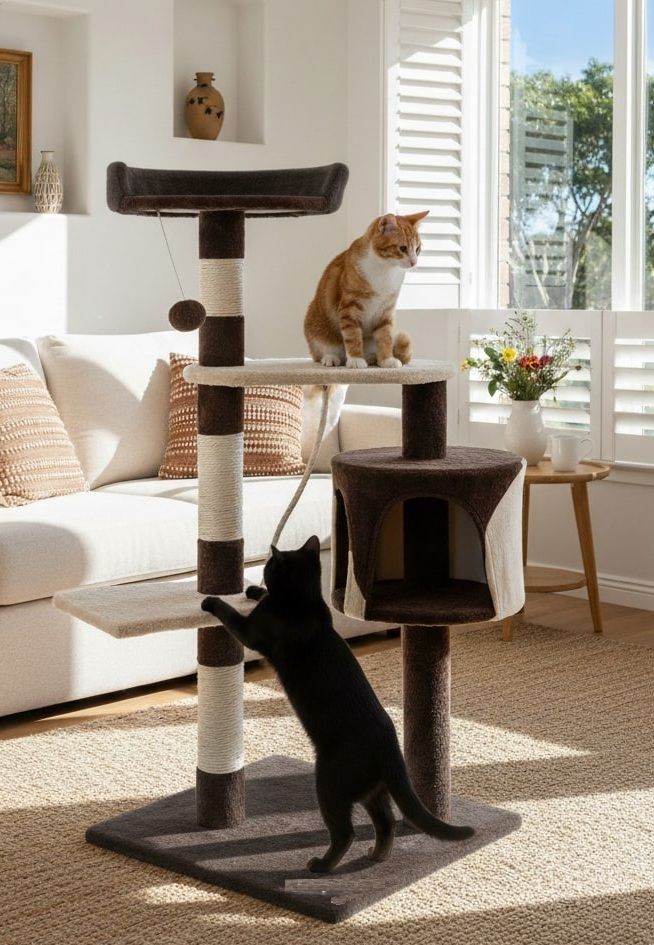 Multi-Level Cat Tree 140cm – Dark Grey