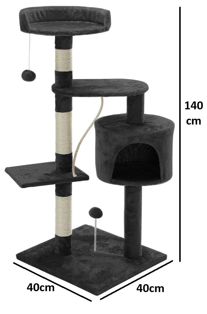 Multi-Level Cat Tree 140cm – Dark Grey