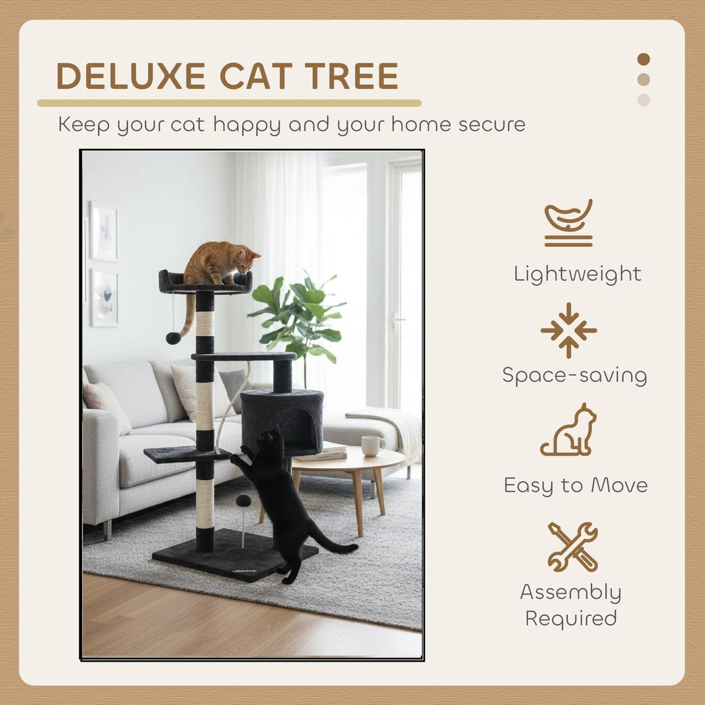 Multi-Level Cat Tree 140cm – Dark Grey