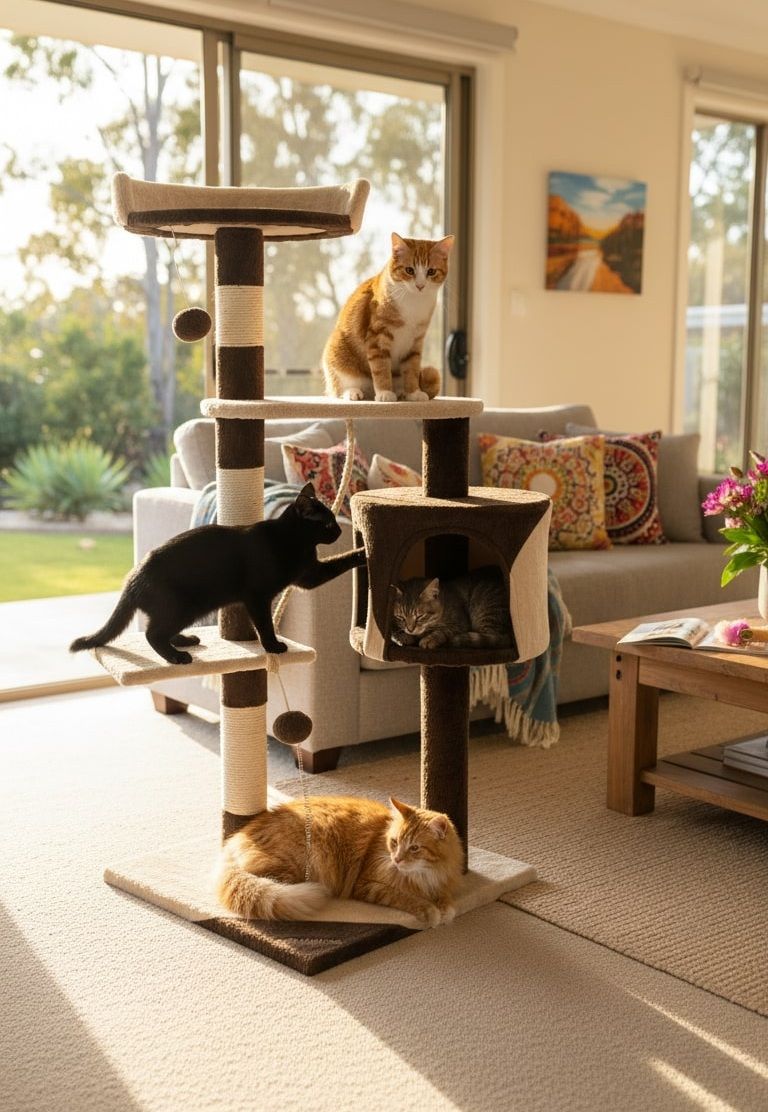 Multi-Level Cat Tree 140cm – Beige