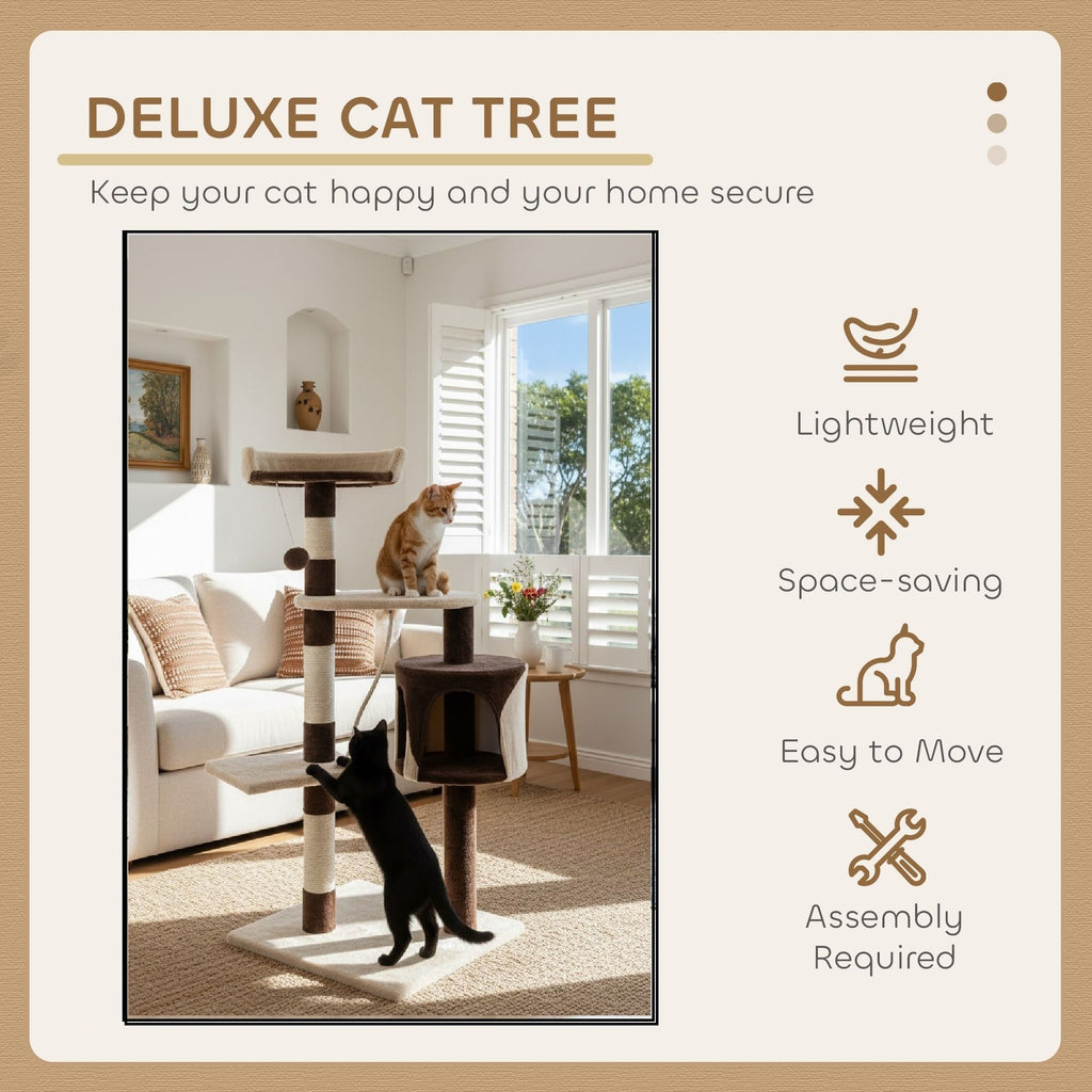 Multi-Level Cat Tree 140cm – Beige