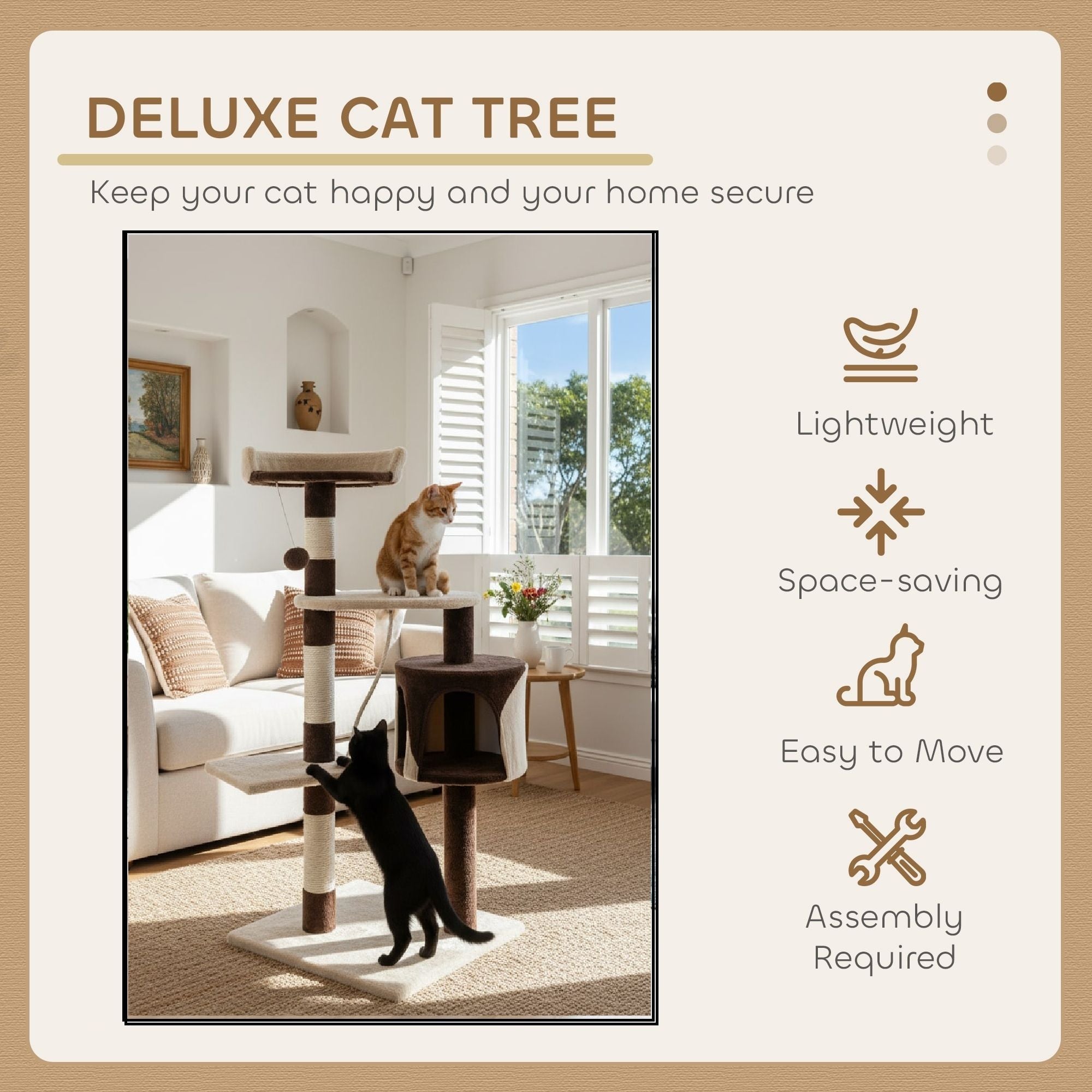 Multi-Level Cat Tree 140cm – Beige